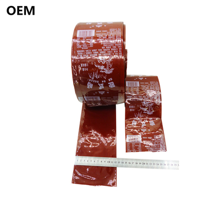 Embalagens de salsichas de plástico colorido folhas de salsicha flexografia impressão logotipo de marca embalagens de salsichas de carne