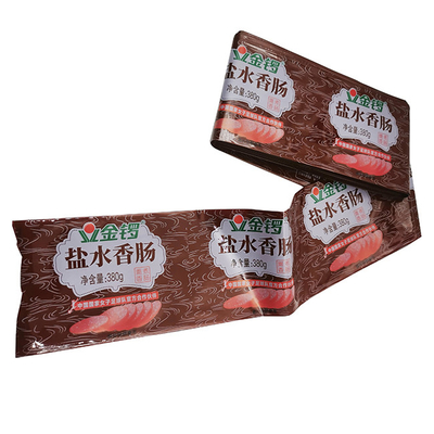 Cascas de salsichas de plástico Logotipo personalizado Flexografia Impressão Cascas de salsichas de plástico de carne bovina