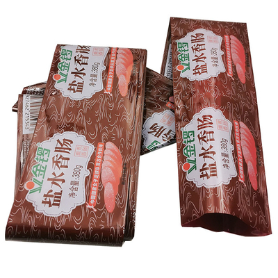 Cascas de salsichas de plástico Logotipo personalizado Flexografia Impressão Cascas de salsichas de plástico de carne bovina