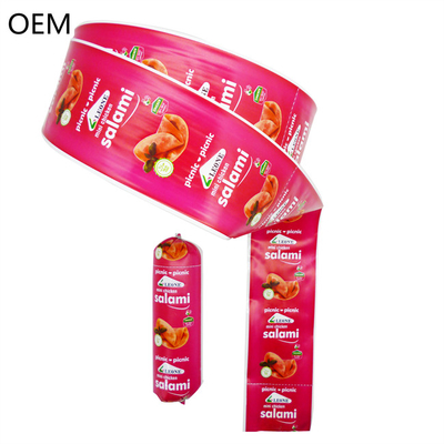 Embalagens de salsichas de plástico coloridas OEM logotipo de marca personalizado embalagem de salsichas de grau alimentar para salsichas de carne