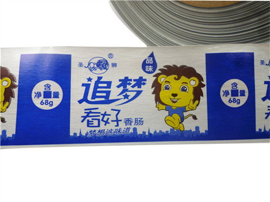 Cascas de salsichas de plástico coloridas flexografia de impressão personalizada Cascas de salsichas de plástico de carne bovina