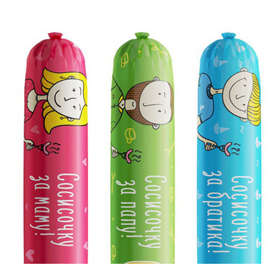 Cascas de salsichas de plástico coloridas flexografia de impressão personalizada Cascas de salsichas de plástico de carne bovina
