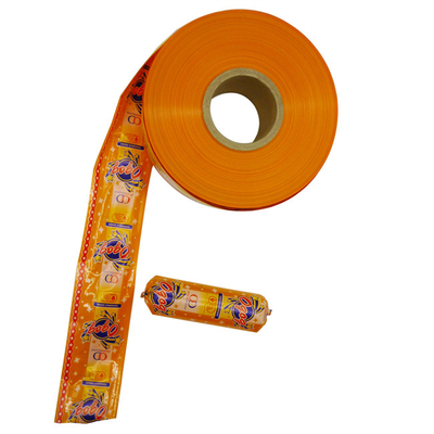 carcaças de salsichas flexografia multicolor impressão de carcaças de salsichas de plástico logotipo de marca personalizado