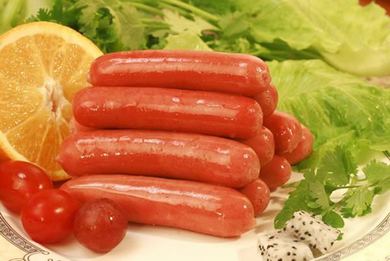 Colchões de colágeno com cor natural comestível para salsichas fritas