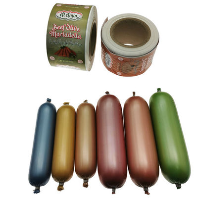 Embalagem de salsicha de nylon impressa com logotipo personalizado certificado HALAL de produto comestível para salsichas de carne
