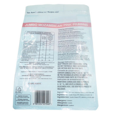 Oito lados que selam sacos de nylon Resealable de Doypack dos materiais de embalagem do alimento para camarões congelados