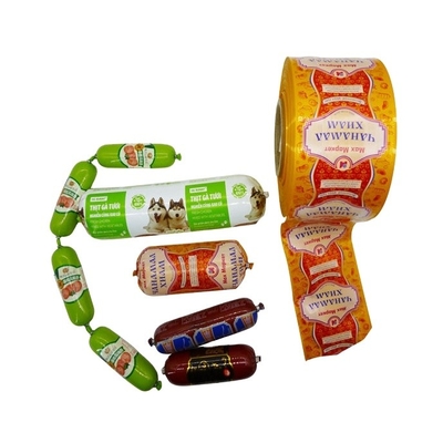 Materiais de embalagem de salsichas direta de fábrica Cascas de salsichas de plástico personalizadas amarelo e vermelho